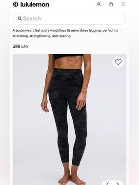 lululemon athletica Black Camo High-Rise Leggings